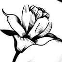 three flower bouquet of daffodil, gysophlia and a tulip tattoo design idea