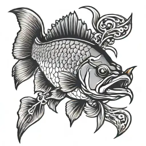 tactical bass fish tattoo design idea