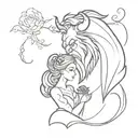 beauty and the beast tattoo design idea