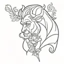 beauty and the beast tattoo design idea