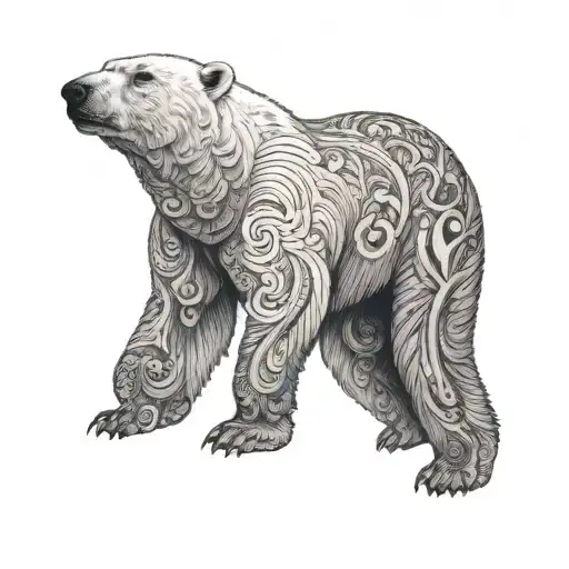 polar bear surrounded tattoo design idea