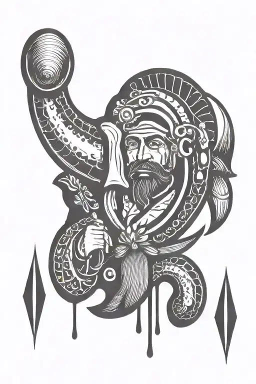 seaman sailing on a coffee tattoo design idea