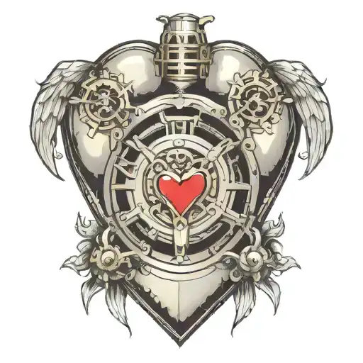 bank vault guarding a heart tattoo design idea