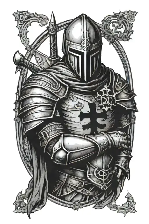 Templar knight stabbing wounds in chest tattoo design incorporating tattoo design idea