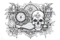 Archives and library filled tattoo design idea