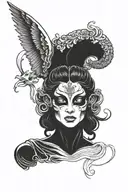 Evil aries angel, side profile tattoo design idea