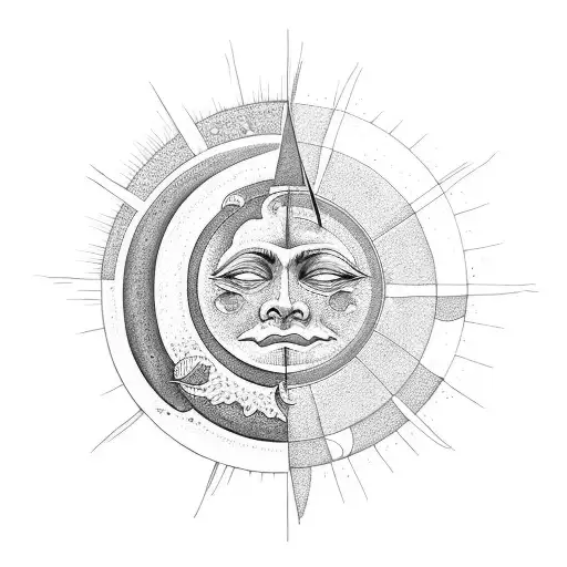 Sun and Moon tattoo design idea