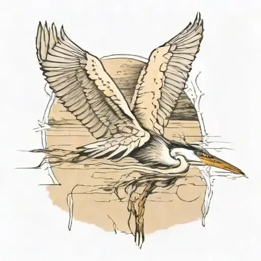 a tattoo commemorating my dead father's life symbolizing him as a great blue heron tattoo design idea