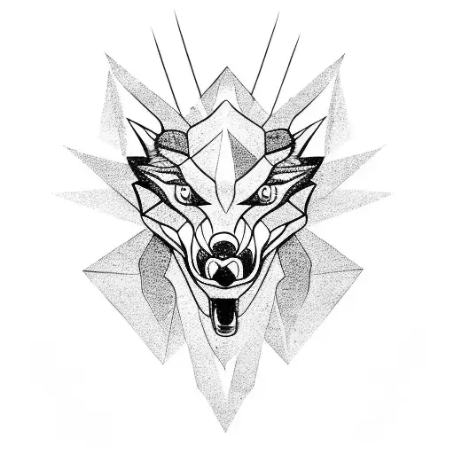 polygon totem pole with a dragon an owland a wolf tattoo design idea