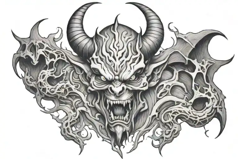 Demon rising from hell tattoo design idea