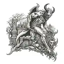 devil walking through graveyard tattoo design idea