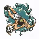 Volleyball player diving tattoo design idea
