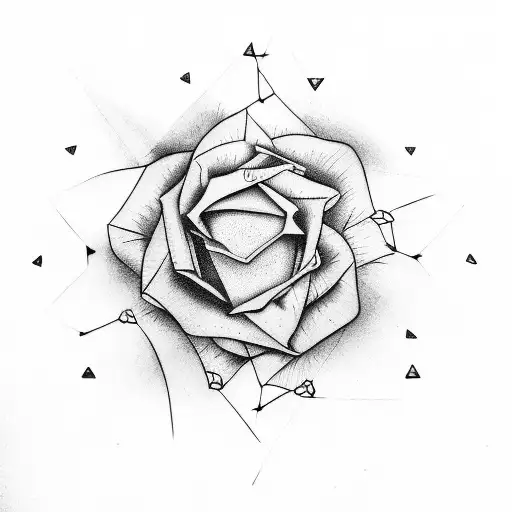 triangle lines eyes rose petals tattoo design idea