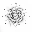 triangle lines eyes rose petals tattoo design idea