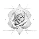 triangle lines eyes rose petals tattoo design idea