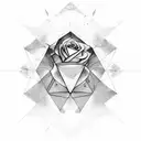 triangle lines eyes rose petals tattoo design idea