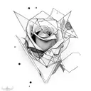triangle lines eyes rose petals tattoo design idea