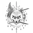 moon,rain,fire,nature,sword tattoo design idea