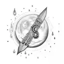 Moon,fire,rain,sword tattoo design idea