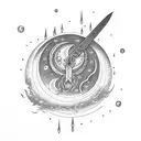 Moon,fire,rain,sword tattoo design idea