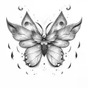 Butterfly,moon,rain,fire tattoo design idea