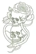 Roses inside the snake that eats itself  and skull  tattoo design idea