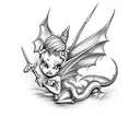dragon tinkerbell scary tattoo design idea
