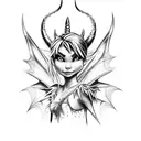 dragon tinkerbell scary tattoo design idea