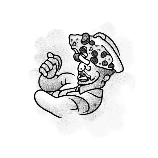 man spining pizza on finger with basketball tattoo design idea