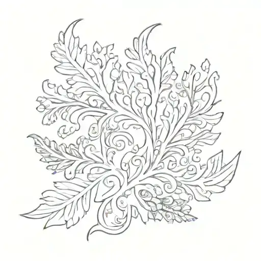 oak and paisley pattern tattoo design idea