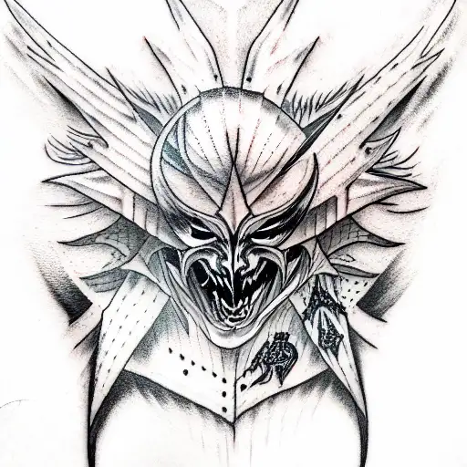 cyber alucard fight vs belial tattoo design idea