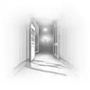 apartment door slightly open to dimly lit hallway tattoo design idea