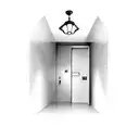 apartment door slightly open to dimly lit hallway tattoo design idea