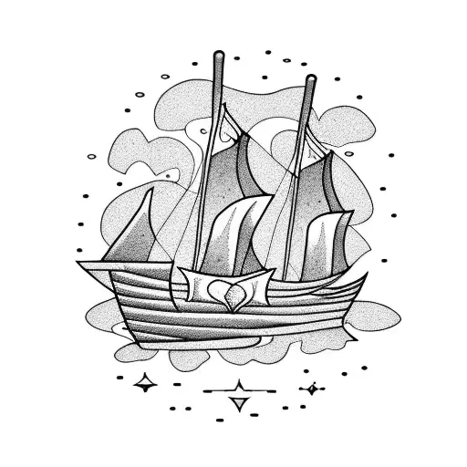 burning boats tattoo design idea