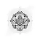 An abstract design combining elements of the Middle East and Persian culture, such as intricate patterns and symbols, in a dotwork tattoo style tattoo design idea