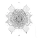 An abstract design combining elements of the Middle East and Persian culture, such as intricate patterns and symbols, in a dotwork tattoo style tattoo design idea