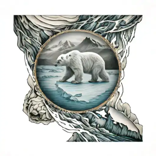 Svalbard And polar bear and glacier tattoo design idea
