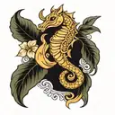 almond and seahorse tattoo design idea