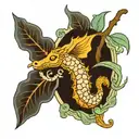 almond and seahorse tattoo design idea