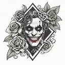 Joker playing card with roses intertwined tattoo design idea