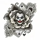 Joker playing card with roses intertwined tattoo design idea