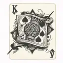 king of heart with a crown of thorns playing card sitting on top of a ace of spades playing card tattoo design idea