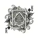 king of heart with a crown of thorns playing card sitting on top of a ace of spades playing card tattoo design idea