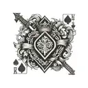 king of heart with a crown of thorns playing card sitting on top of a ace of spades playing card tattoo design idea