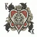 king of heart with a crown of thorns playing card sitting on top of a ace of spades playing card tattoo design idea