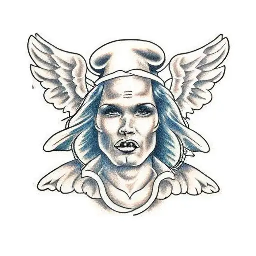 sinful angel tattoo design idea