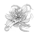 Dragon with spider lily tattoo design idea