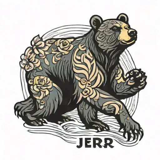 pride gay  tattoo with bear and word Jer tattoo design idea