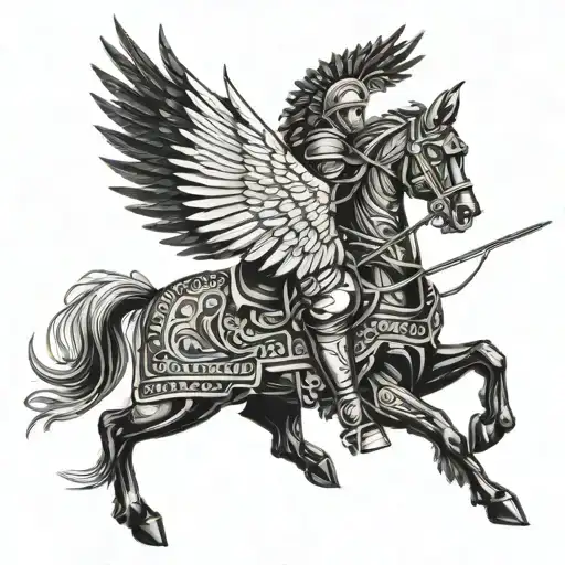 winged hussar warrior with a spear  tattoo design idea