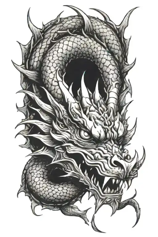 dragon face front view tattoo design idea